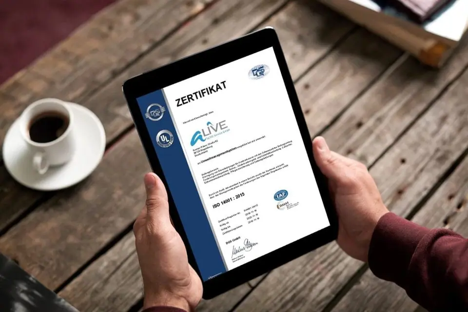 ISO 14001 Zertifizierung der aLIVE-Service GmbH