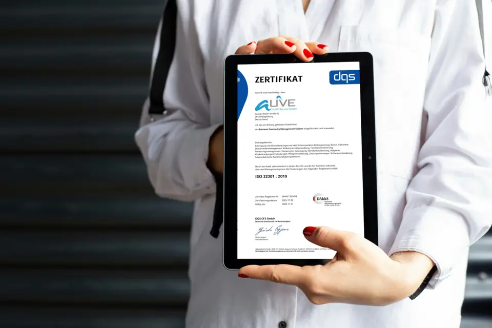 ISO 22301 Rezertifizierung: aLIVE-Service GmbH setzt erneut Maßstäbe für Sicherheit und Business Continuity